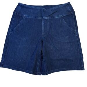 Belle by Kim Gravel Denim Bermuda Shorts Women's 10 Dark‎ Indigo Blue Stretch